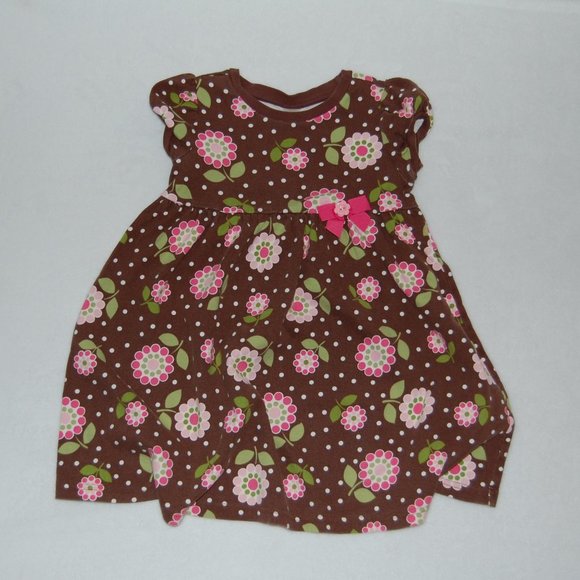 Gymboree Girls Size 4, Brown Flower Dress, 100% Cotton - Picture 2 of 6